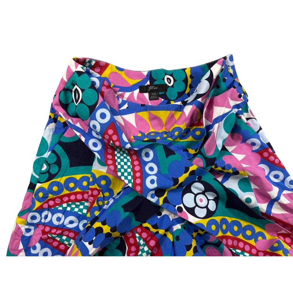 J.Crew Colorful Abstract Floral Wrap Shorts Womens Size 00 - Picture 3 of 3